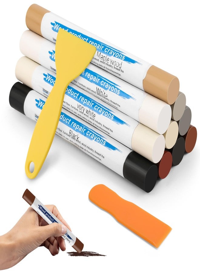 Windspeed 10 Colos Wood Filler Sticks with 2 Scrapers, Windspeed Wood Filler Putty Wax Crayons Furniture Repair Kit Putty Stick for Baseboard Cabinets Furniture Floors - Image 1